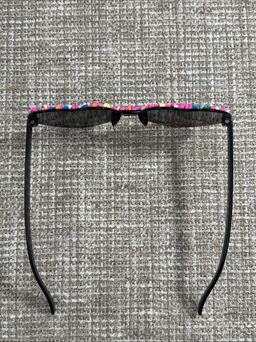Heart Sunglasses with Multicolor Sprinkles - Black Lenses Stylish